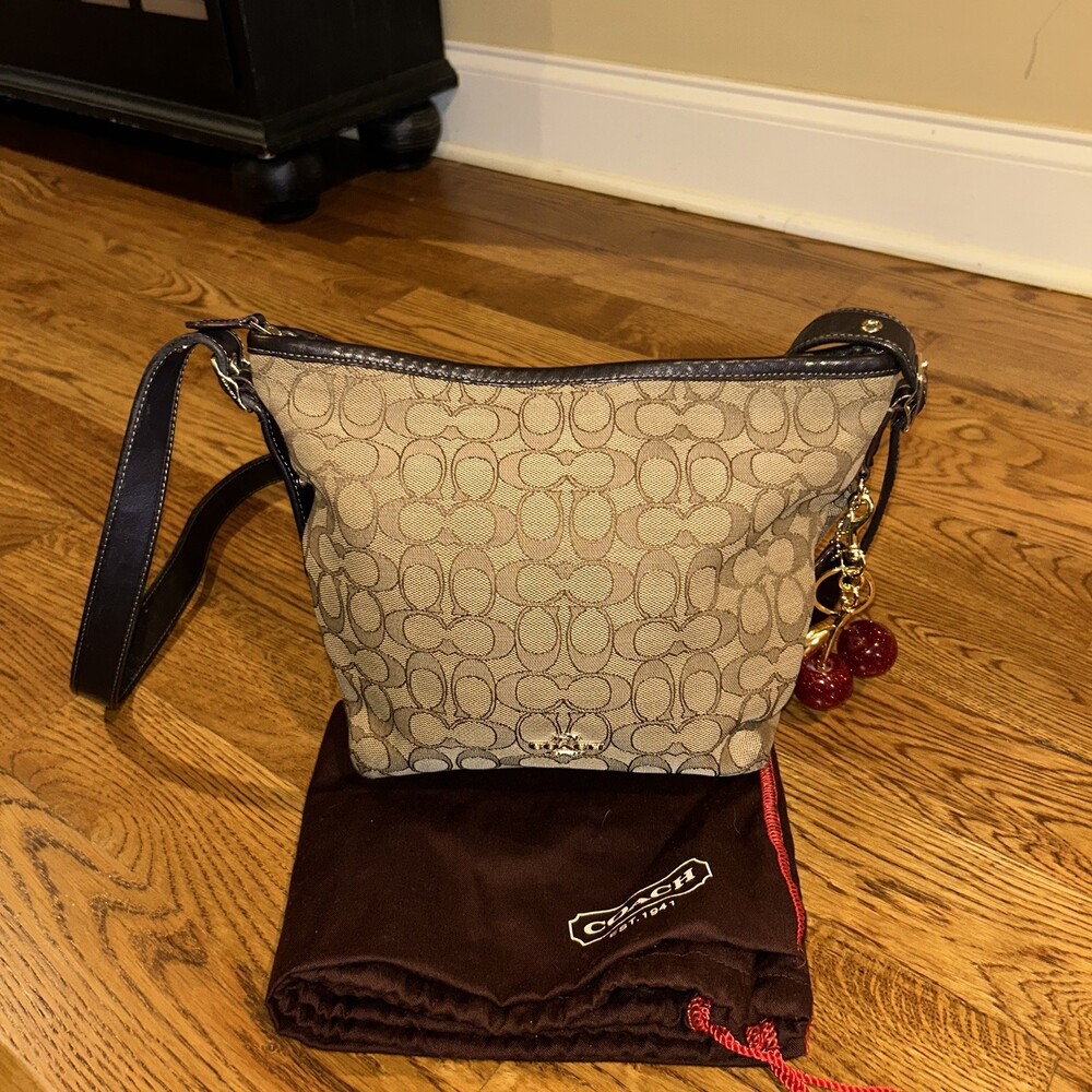 Coach Mini Dufflette Signature Jacquard Khaki/Brown Bag 36559 Retail $225